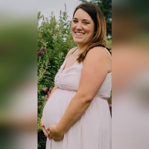 Beautiful Long Maternity Dress with Cute Details